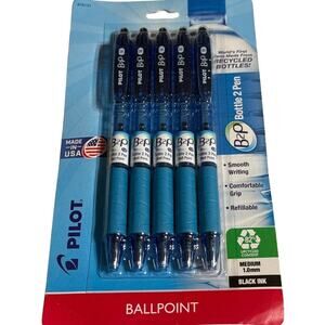 Pilot B2P Bottle 2 Pen Ballpoint 1.0mm Black Ink 5 Pack USA